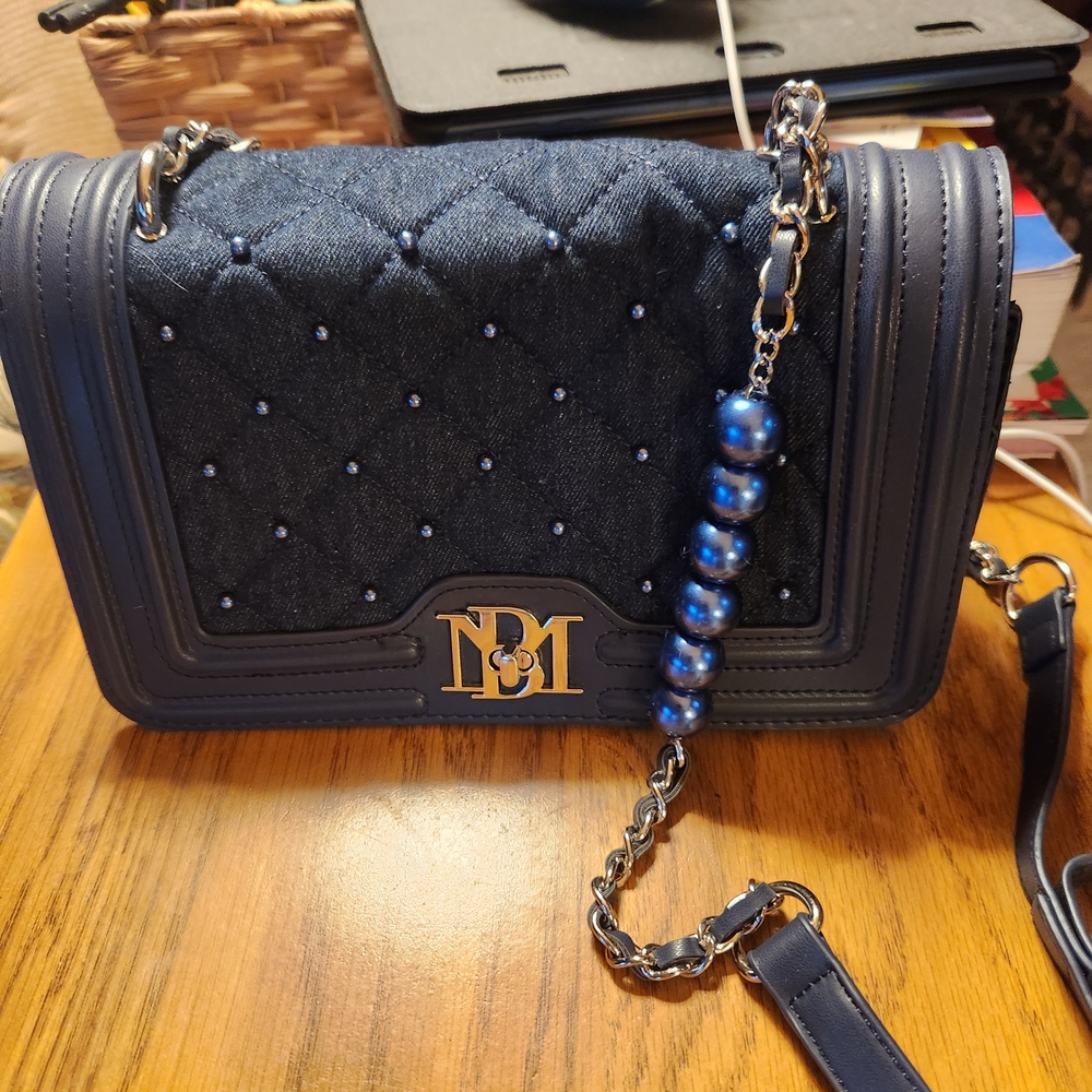 Badgley Mischka Blue Crossbody Bag with Chain Detail